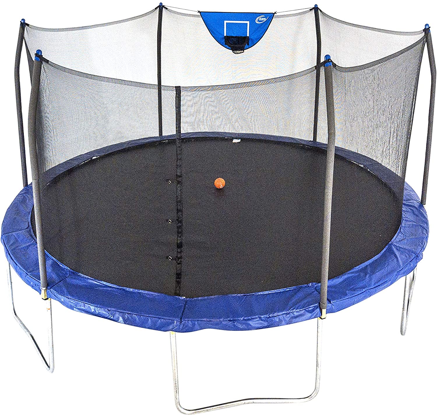 Skywalker Trampolines 15 Foot Jump N Dunk Round Trampoline with Enclosure-Basketball