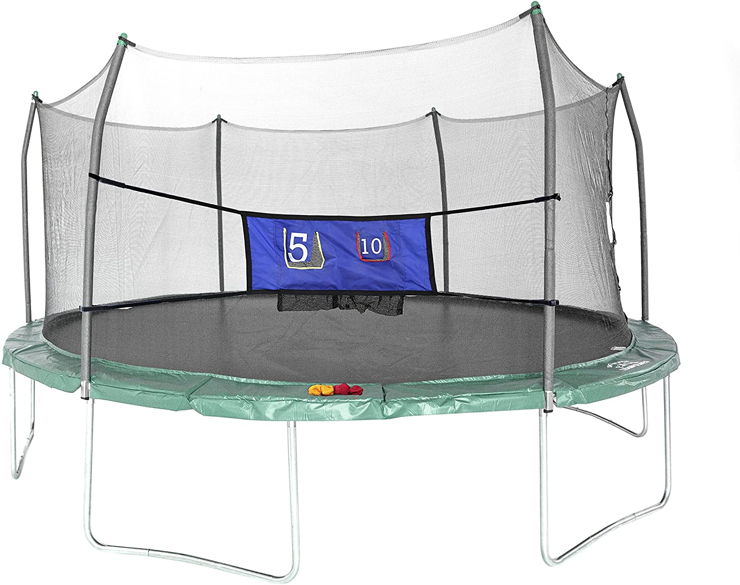 Skywalker 16 Foot Green Oval Trampoline with Enclosure and Double Toss Game