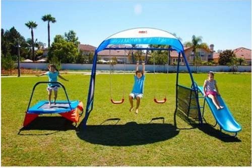 IRON KIDS Kids Outdoor Playground Includes Trampoline, Swings and Slide